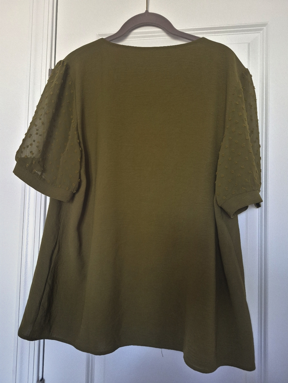 Olive Green Short Sleeve Tunic Top - Unbranded